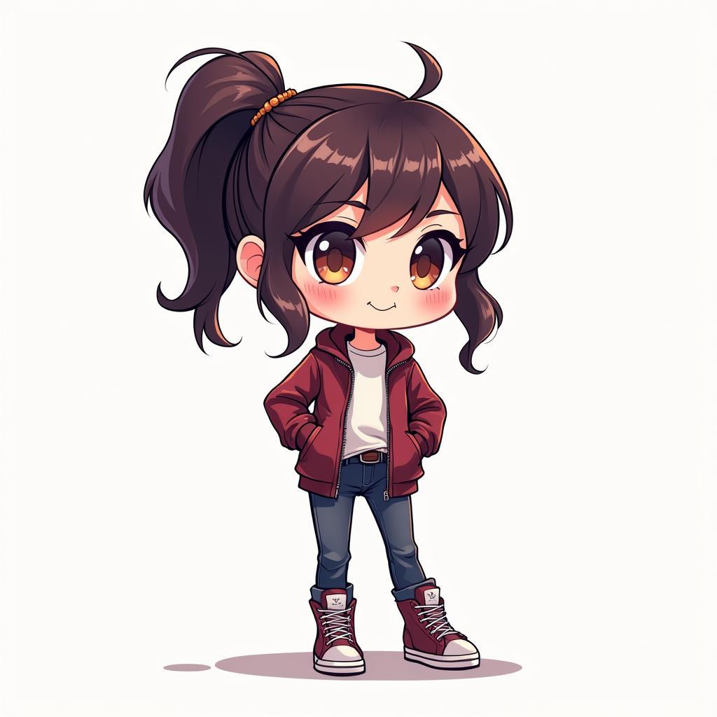 Hinh chibi nu ca tinh ngau voi bieu cam tu tin